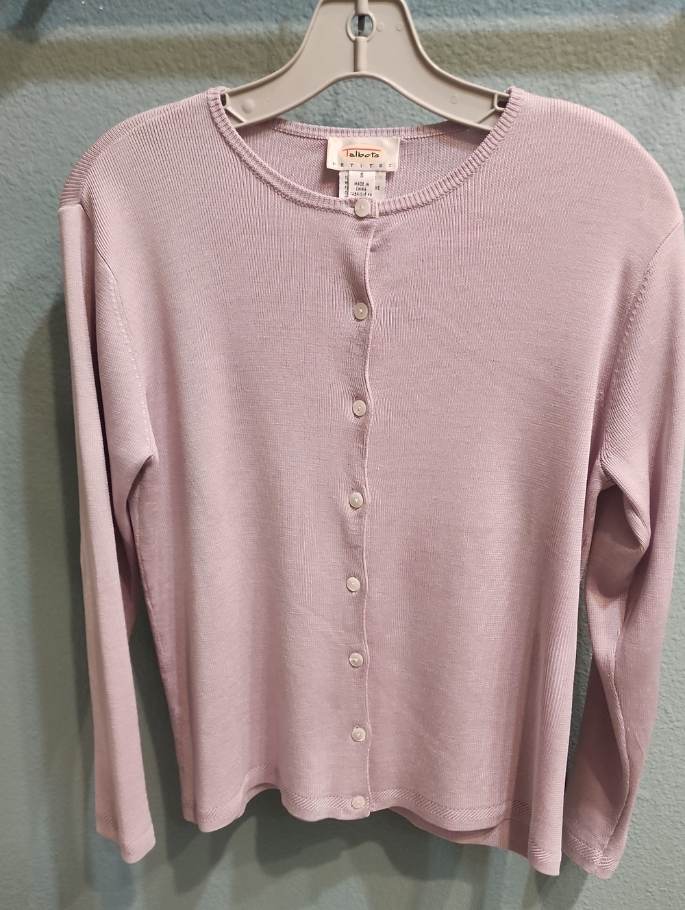 Talbots Lavender Button-Front Long Sleeve Sweater Size Petite Small